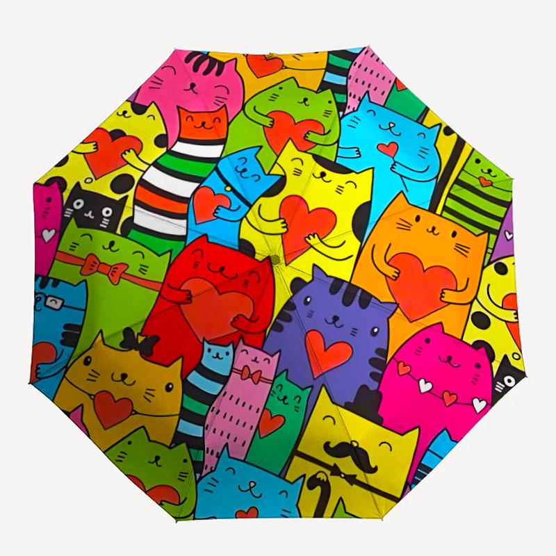 

1pc Cat Heart Automatic Open/Close Umbrella Compact Folding Umbrella, All-Season Portable Umbrella for Women/Men103