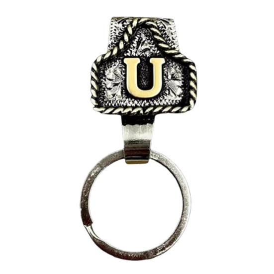 Vintage Letter Keychain Western Cowboy Style A to Z 26 Capital Letters Key Ring Metal Alphabet Key Holder Belt Bag Hanging Decoration Pendant