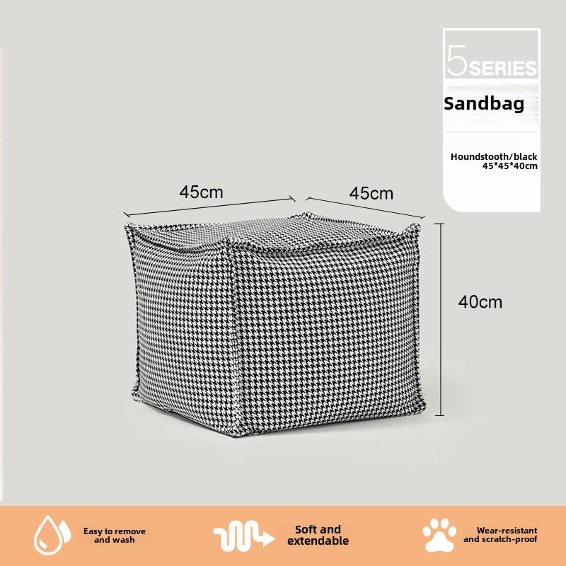 Breathable Linen Sofa Footstool 3D Independent Cushion Rest Nordic Single Seat Bean Bag Sturdy Rectangular Shoe Changing Bench