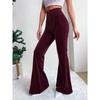 Ladies, High Waisted, Corduroy, Flared Pants, Solid Color, Casual Pants, Wide Leg Pants, Long Pants