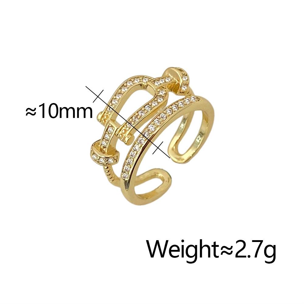 Korean Style Double Layer Ring Women's Ins Trendy Internet Popular Fashion Design Rings Shiny Zircon Elegant Female Jewelry