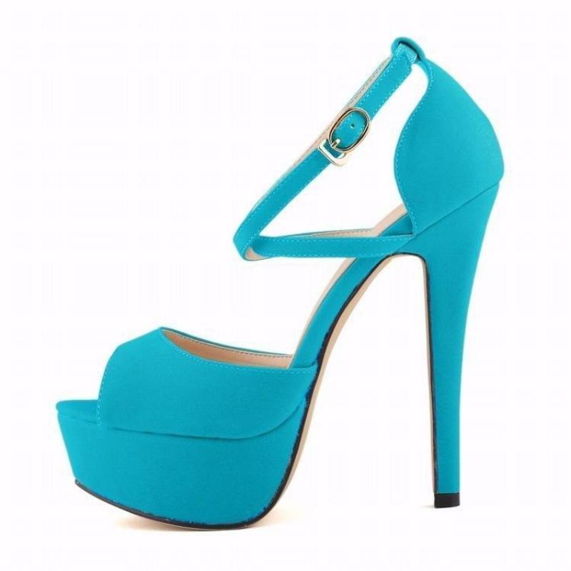 Rome Style Women Sexy Open Toes Sandals Thin Heels Platform High Heels Pumps Summer Shoes Stilettoes Suede Shoe