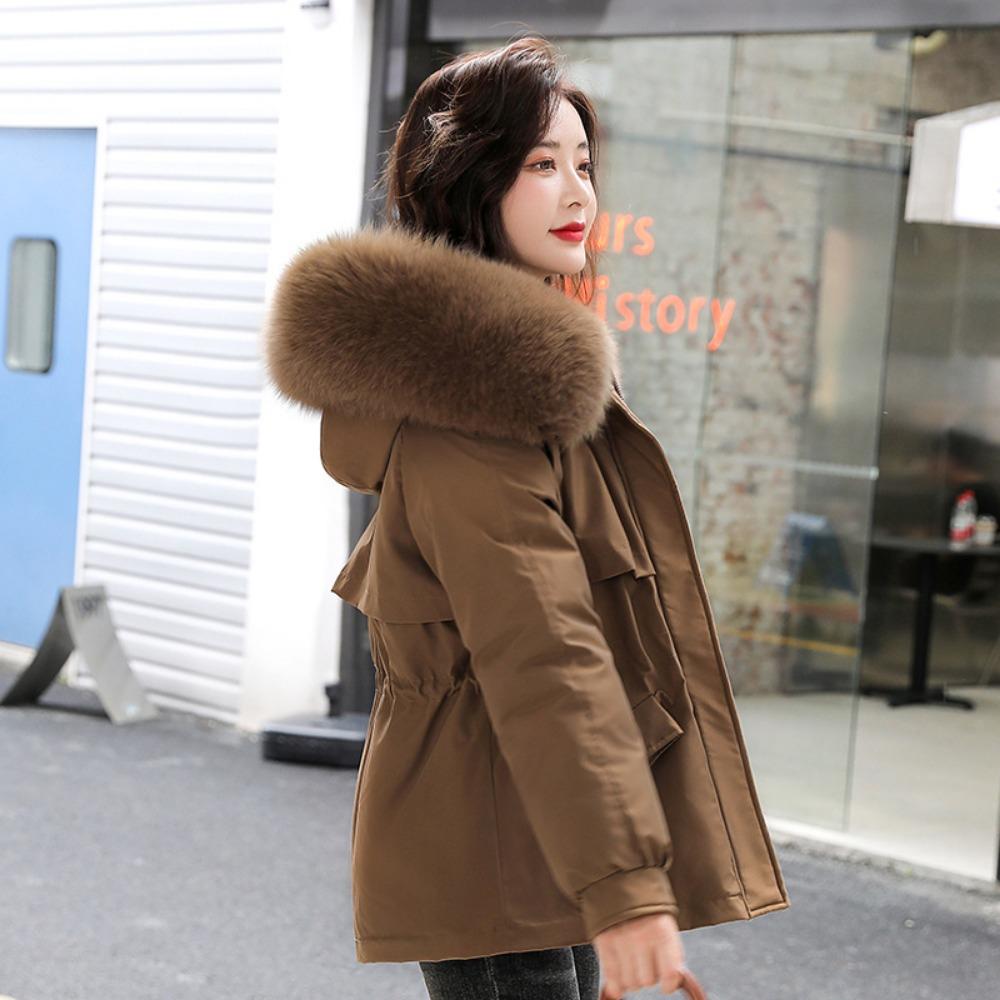 New winter Korean version medium and long lamb wool, thickened large size loose cotton clothes women's tide