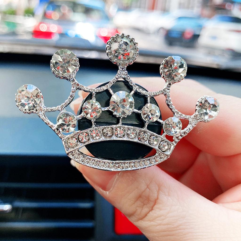 Metal Crown Car Vent Clip Aromatherapy Car Accessory Diamond-Studded Crown