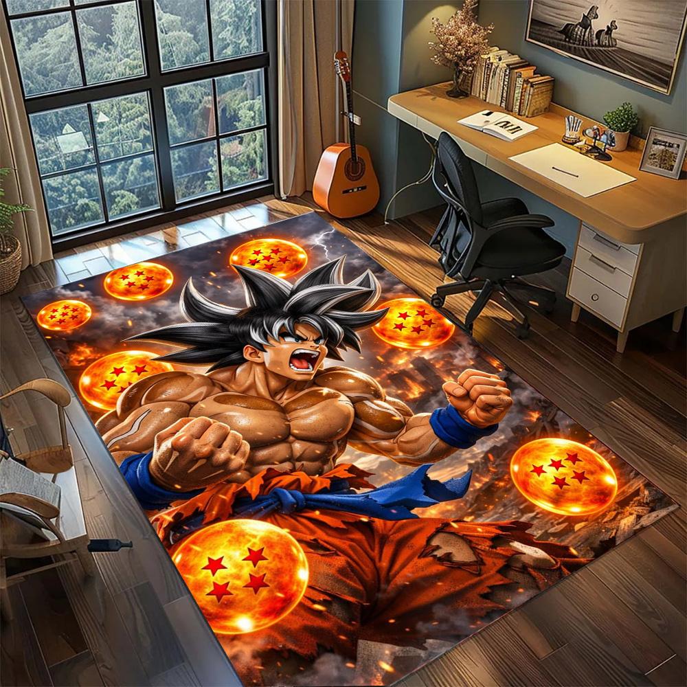 Goku Washable Interior Carpet Rug, Non Slip Large Area Floor Mat Bedroom Gamer Room Decor.-TING