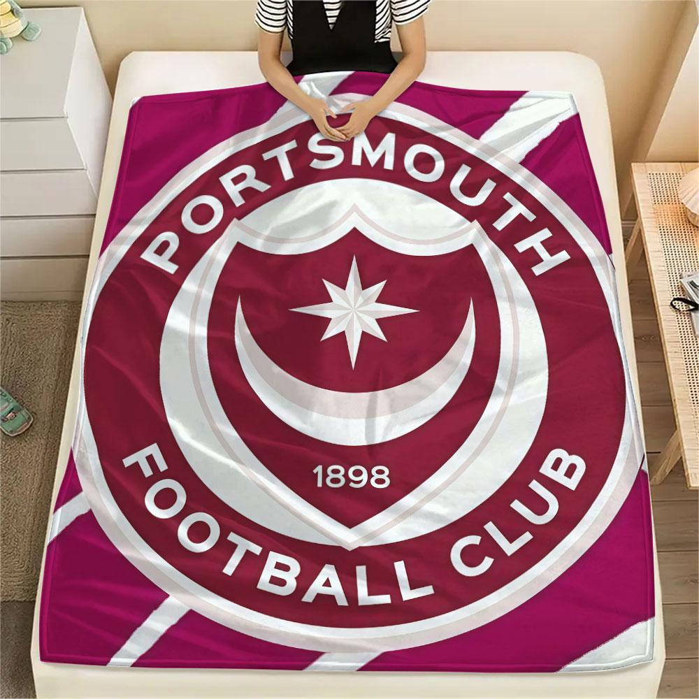 1PC Portsmouth Football Club Patterned Flannel Blanket Suitable For All Seasons for Home Decor Warmth and Comfort Gifts Holiday Present