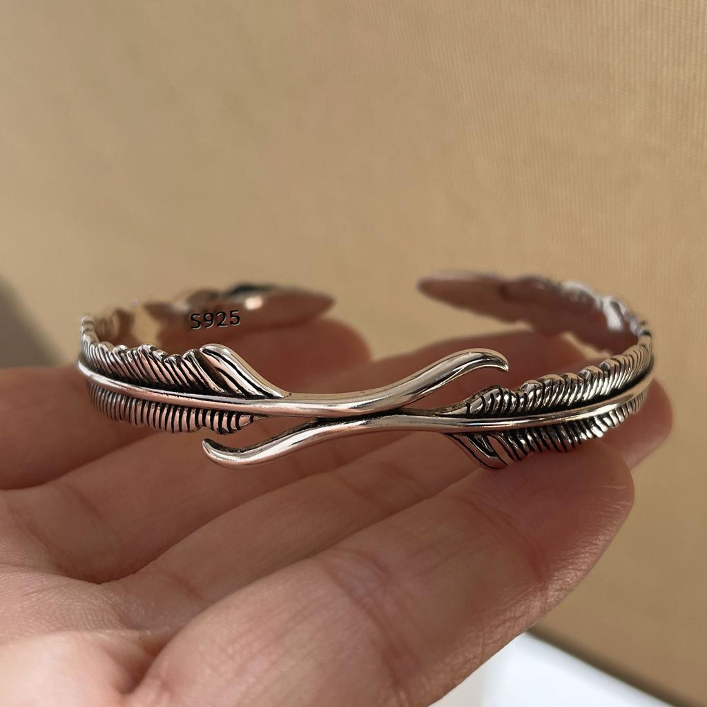 100% Solid 925 Sterling Silver Metal Bracelet for Women Vintage Handmade Simple Retro Black Stone Bracelet Birthday Gift Party