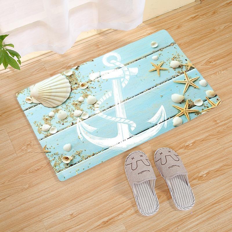 Nautical Themed Patterned Door Mat Artistic Ocean - Inspired Print Mat Non Slip Floor Mat For Entryway Doorstep Home Decor