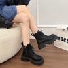 Thick-soled slim Maillard style short boots autumn new British style round head retro small Martin boots women