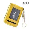 Exquisite RFID Genuine Leather Accordion Card Holder for Women and Men with Keychain