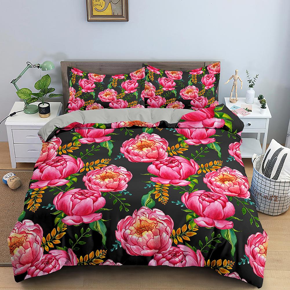 

3D Пододеяльник с розовым цветком, размер Квин, Кинг, Двуспальный, Набор постельного белья 2/3 предмета, Пододеяльник на молнии, Полиэстеровый пододеяльник размера Кинг EU single(135x200cm)