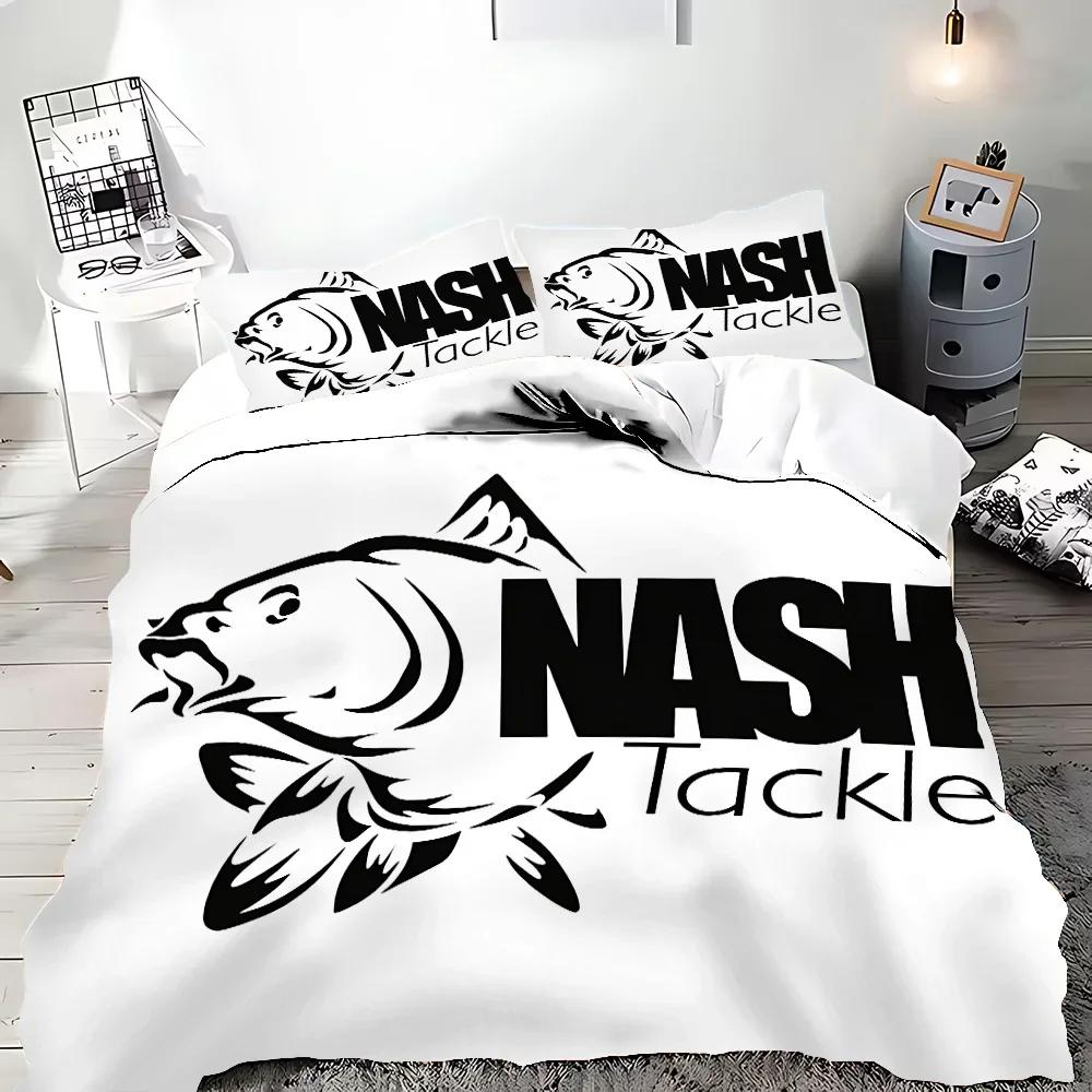 Nash Fishing Logo Duvet Cover Set Fish Pattern Bedding Set Adult Boy Girl Bedroom Decoration Children Gift Single Double Size