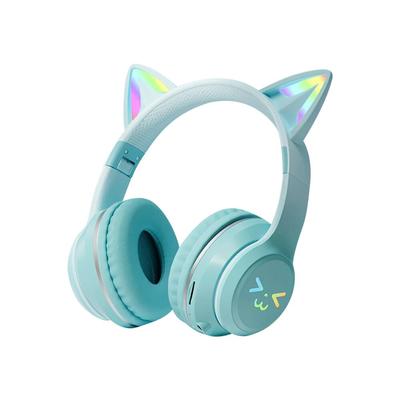 Wireless Headphones RGB Cute Cat Girls Kids Gifts Headsets with Microphone Stereo Music Gaming Headsets Control Lights Earphones