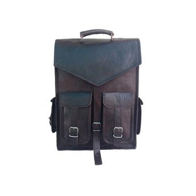 Handmade Black Leather Laptop Backpack: Men's Travel Rucksack
