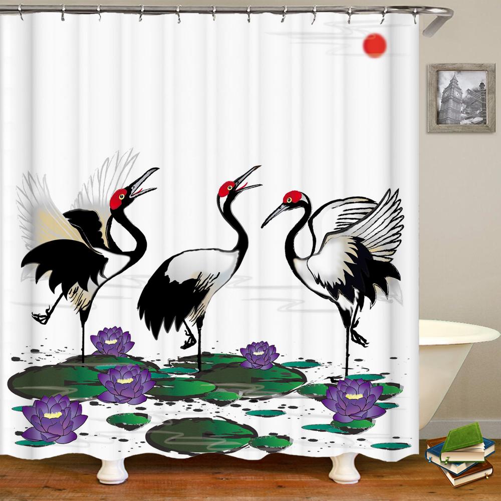 Japan Carp Banner Japanese-style Lucky Cat Printed Bath Curtains Bathroom For Bathing Cover Shower Curtains with 12 Pcs Hooks