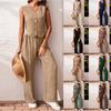 Women's Casual V-Neck Vest Linen-Cotton Blend Set