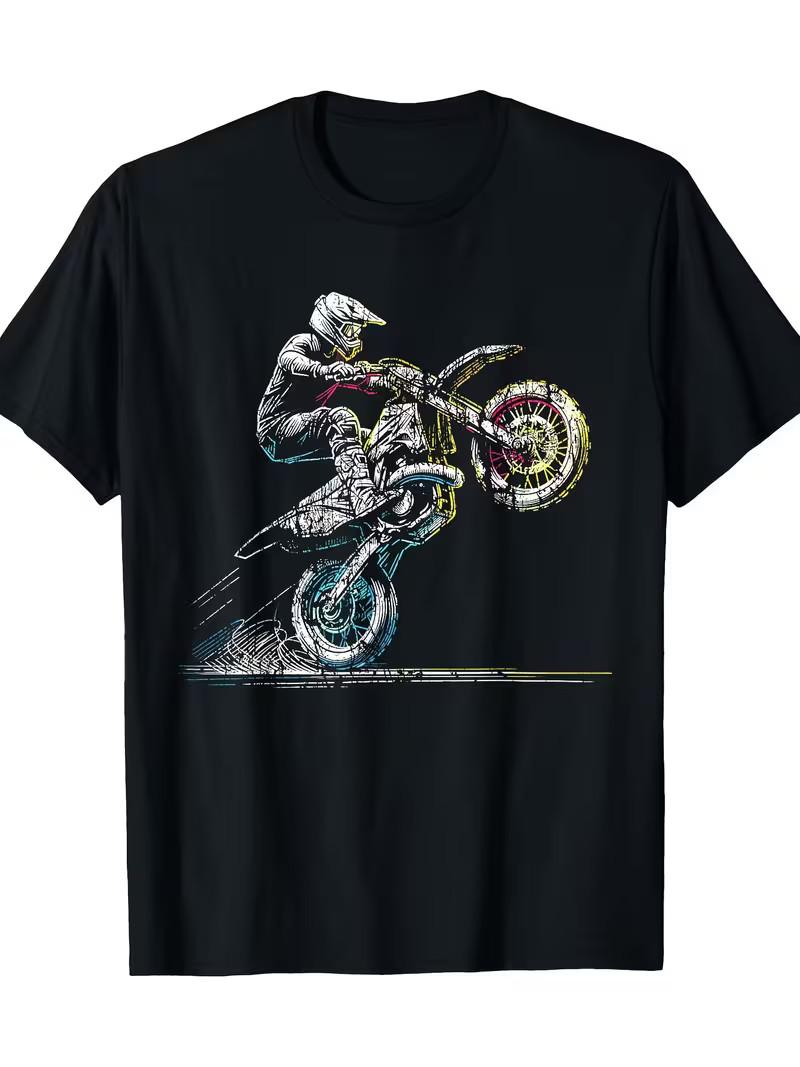 Dirt Bike Rider Retro Motorcycle Motocross T-Shirt, Men s T-Shirt, 220g XL