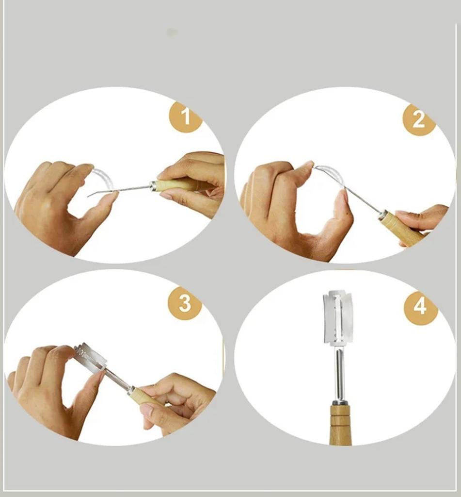 Wood Bread Cutter French Bread Blades Kitchen Gadgets Wood Long Handle Baking Accessory European Style Curved Arch Toast Knife