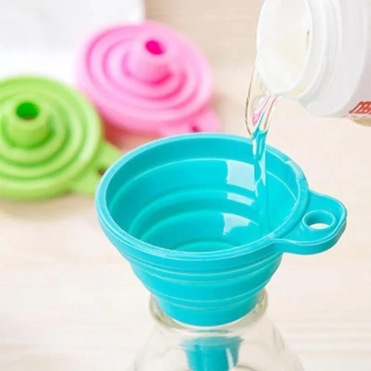 

1pc Mini Silicone Foldable Collapsible Funnel, Kitchen Hopper Tool (Random Color)