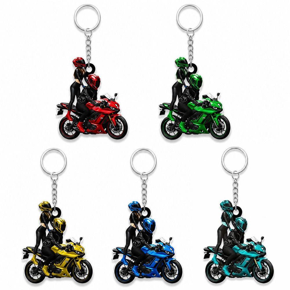 Acrylic Motorcycle Rider Keychain Motorcycle Chain Pendant  Vehicle Interior Decor