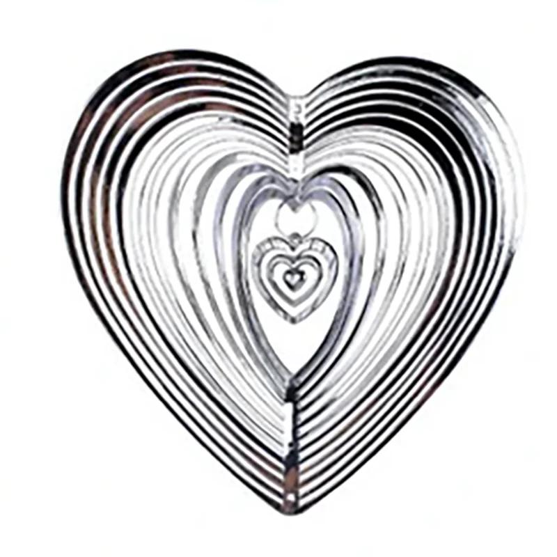 1pc-ABS Heart Square Drop Shape 3D Rotating Wind Spinner Chime Metal Decor Home Garden Decoration Outdoor Indoor Rooms