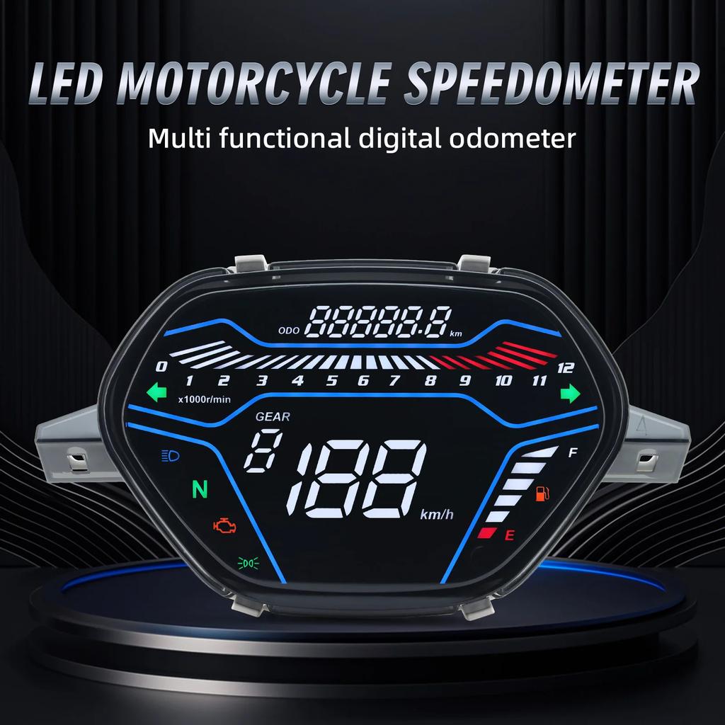 Motorcycle Speedometer 199Km/h LED Dashboard RPM Tachometer Digital Temp Fuel Gauge for Honda EX5 Class1 CX DX Wave100 CD100