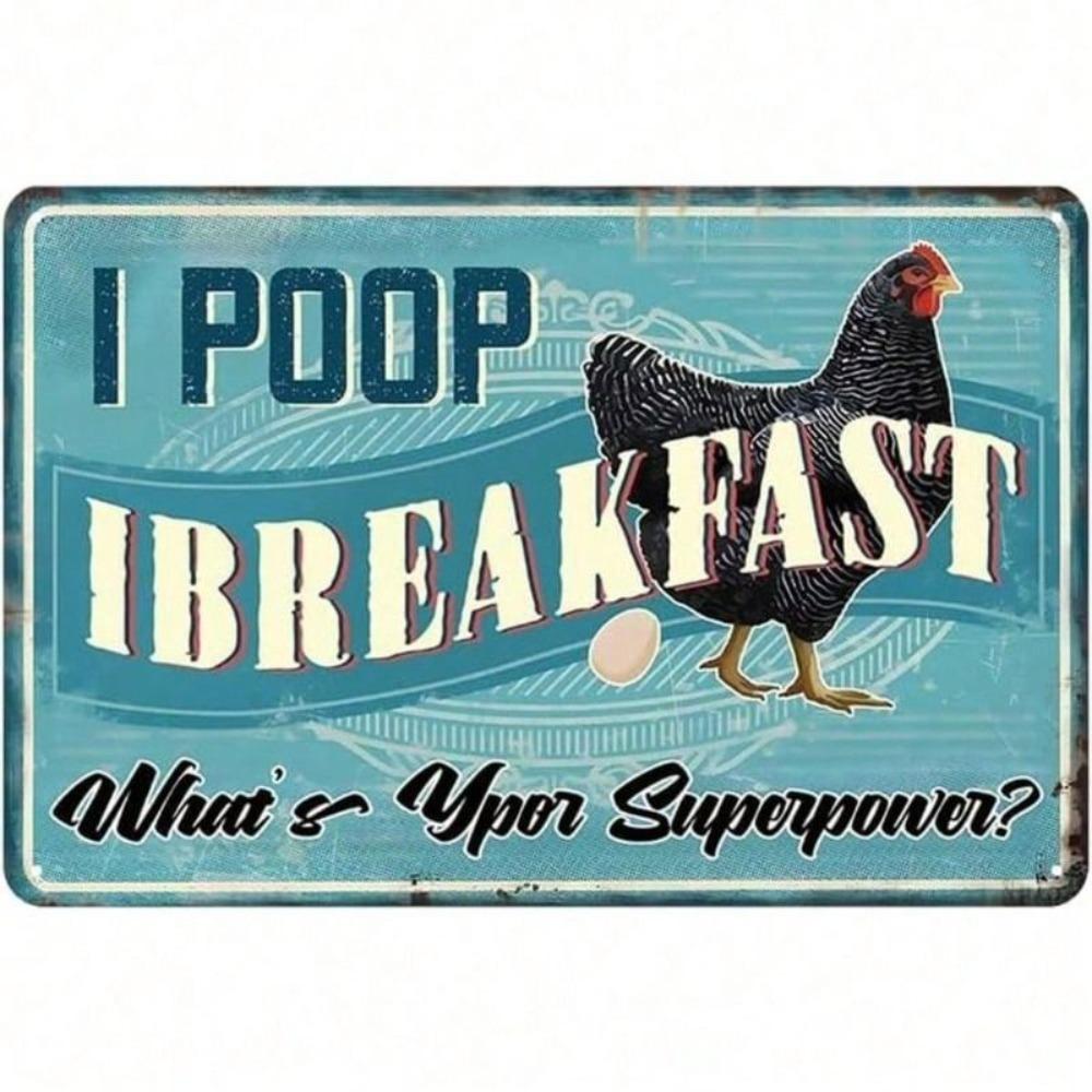Chicken with Egg Tin Poster Wall Decor Funny Kitchen Gift for Toilet