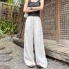 Weiße Leinen-Hose mit weitem Bein für Damen im Sommer Dünne Baumwolle und Leinen Atmungsaktiv High-Waist Lässig Old Money Stil Gerade geschnittene Hose