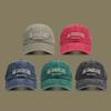 Fashion Letter Embroidered Unisex  6 Panel  Curved Brim Cotton  Retro Distressed Wash Style Adjustable Baseball Cap