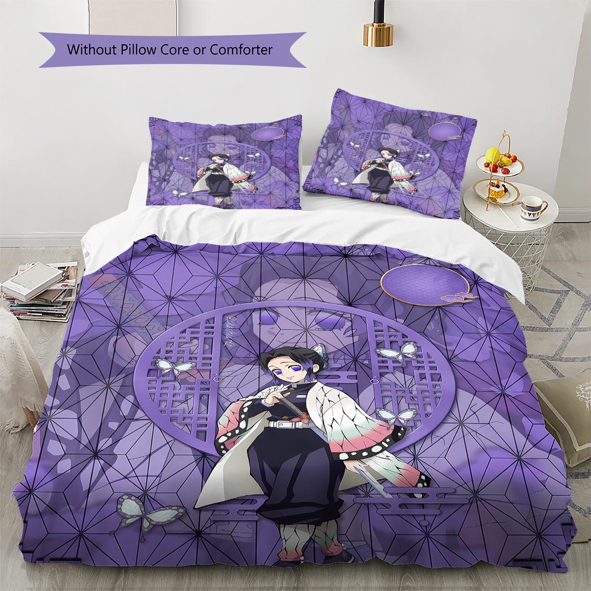 

Demon Slayer Pattern Bedding,Quilt Set Quilt Cover Pillowcase Home Birthday Gift (1 * duvet cover + 2 * pillowcase, without core) 135x200cm