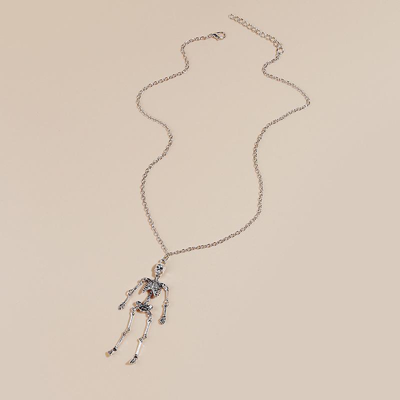 Skeleton Pendant Skeleton Necklace Couple Accessories Skeleton Bride Halloween Keychain Necklace Earrings Set