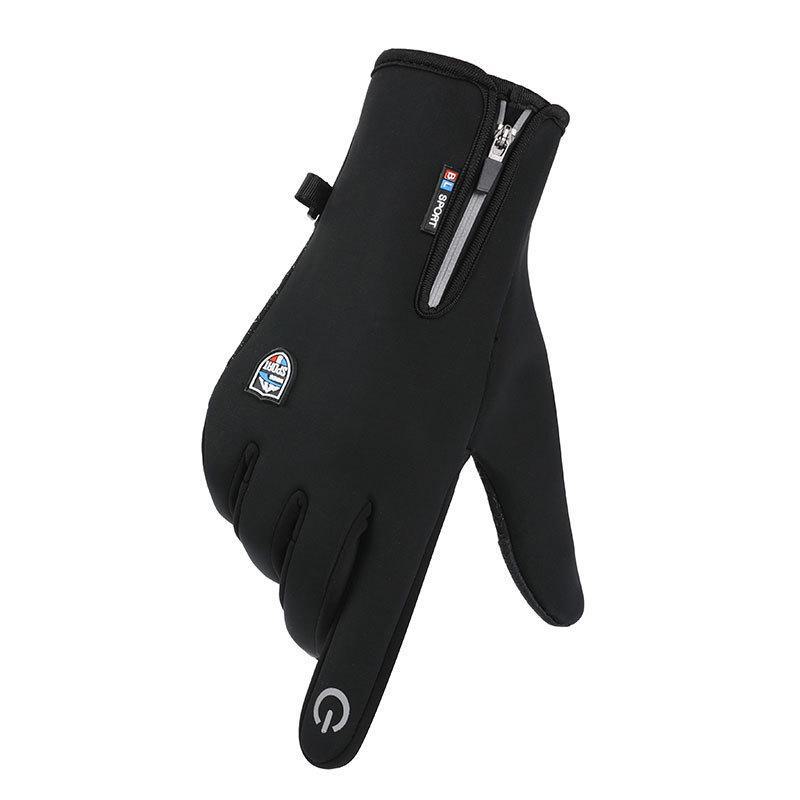Waterproof Touchscreen Cycling Gloves with Zipper - Insulated for Autumn and Winter