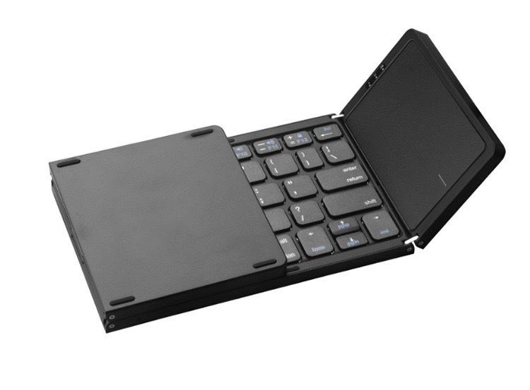 Tri-Fold Bluetooth Keyboard with Touchscreen for iPad & Laptop Business Use - Portable & Rechargeable.