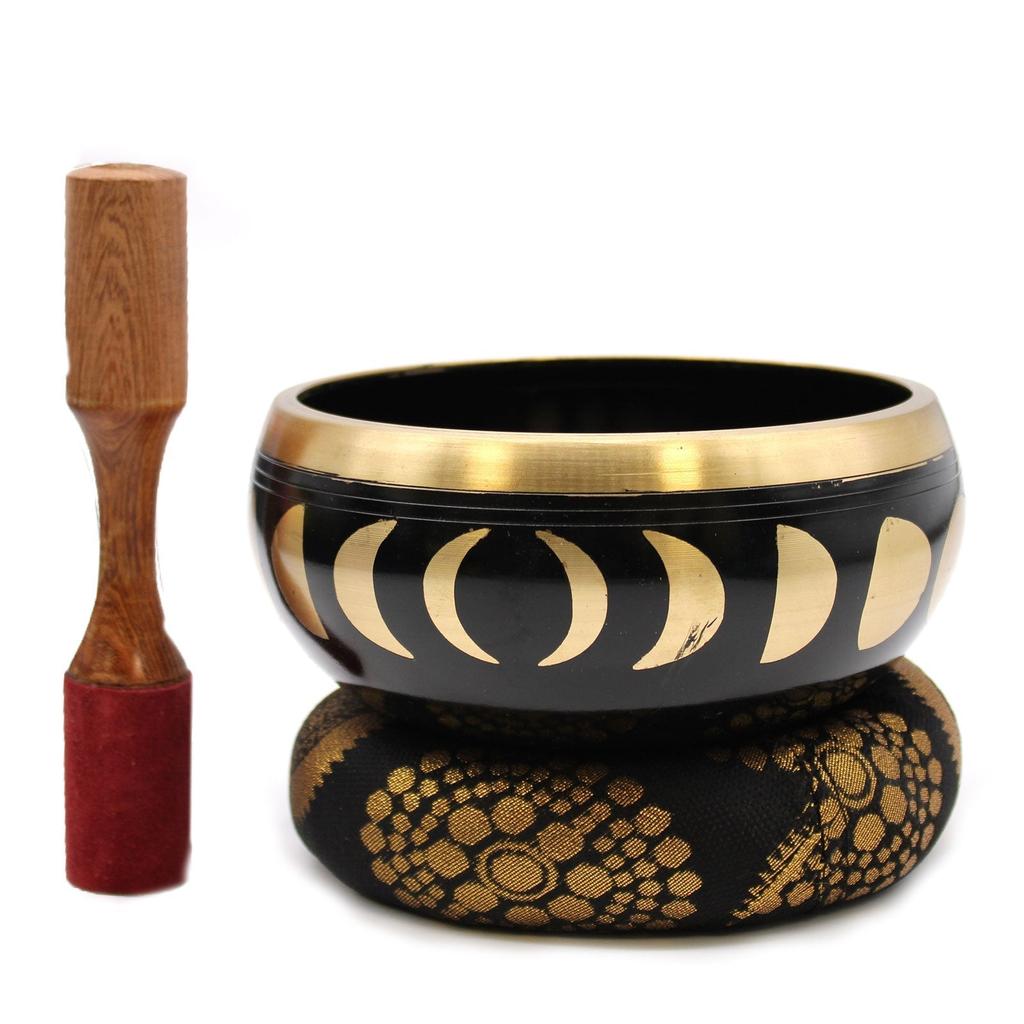 Singing Bowl Set Moon Phase Black 14cm