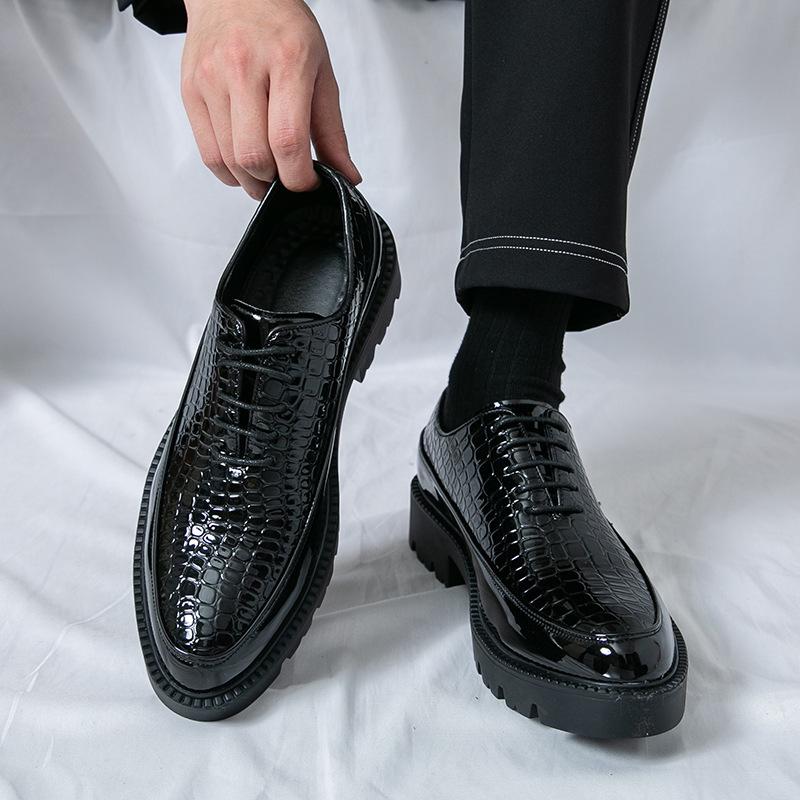 Męskie mokasyny modne sznurowane szpiczaste skórzane buty męskie biznesowe wizytowe casualowe buty handel zagraniczny duży rozmiar buty muffin