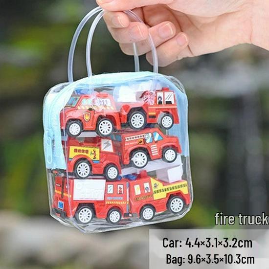 6-Pack Pull-Back Mini Construction & Fire Truck Toy Cars for Kids