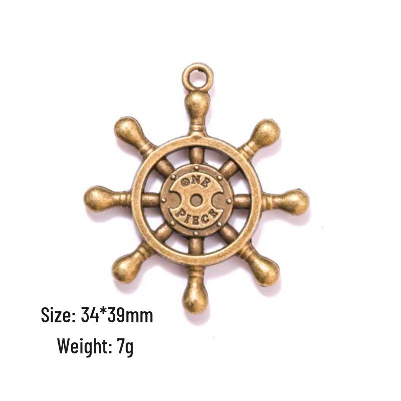 Collezione di Gioielli Nautici in Lega Fai da Te: Ciondoli Pirata con Ancora e Timone Retro