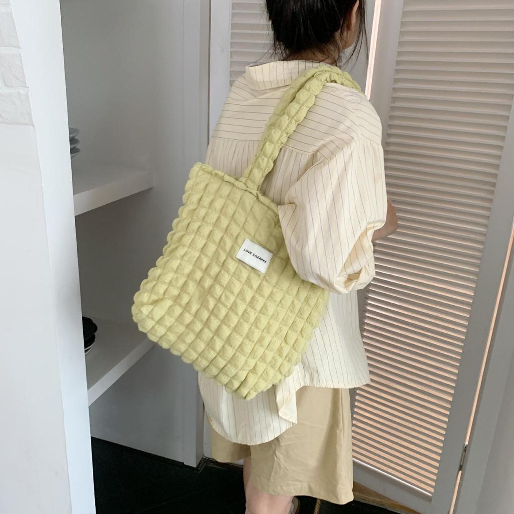 Women Cloud Bubble Flower Shoulder Bag Female Student Simple Handbag Canvas Bag