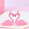 Pink Resin Flamingo Figure Wear King Queen Crown Home Ornament Wedding Gift