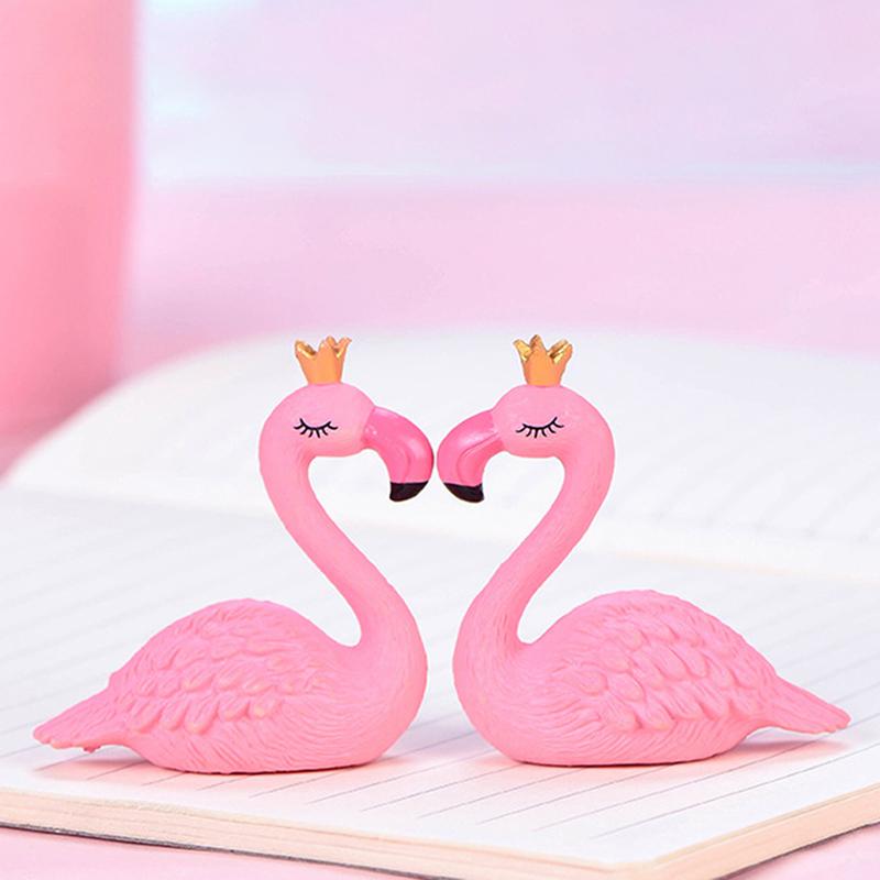 Pink Resin Flamingo Figure Wear King Queen Crown Home Ornament Wedding Gift