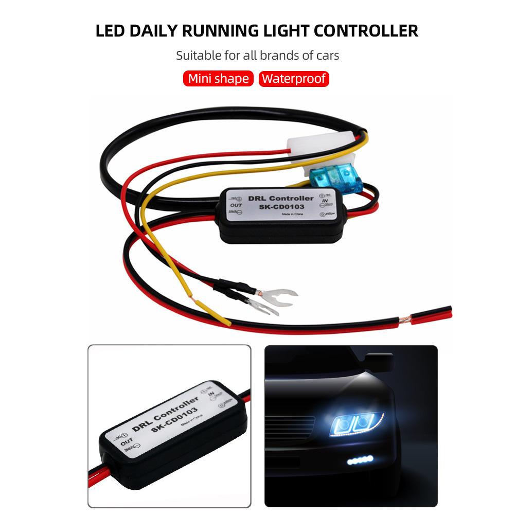DRL Controller Auto Car LED Daytime Running Light Relay Harness Dimmer On/Off 12-18V Fog Lamp Control