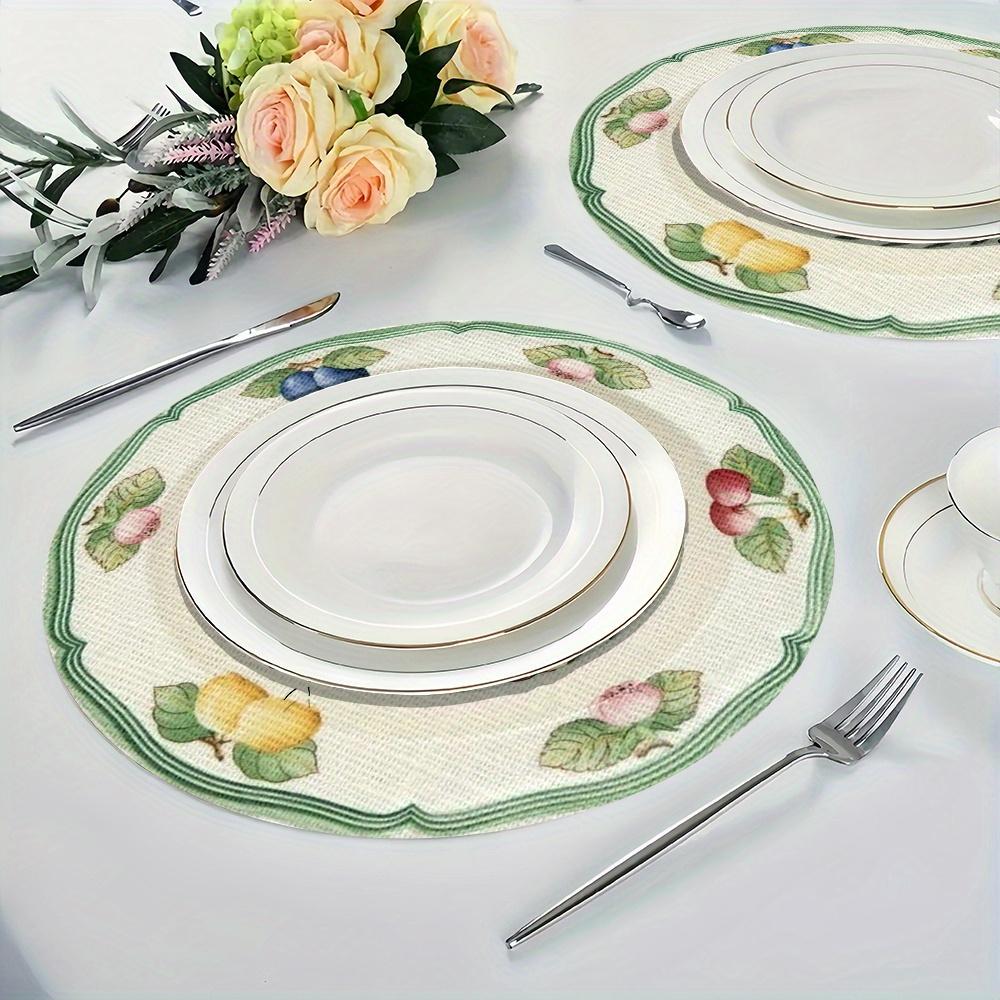 4/6 Stück Obst- und Blumen-Essmatte Gelbes Herz Fruchtmuster Dessertladen Dekoration Frischer Landhausstil