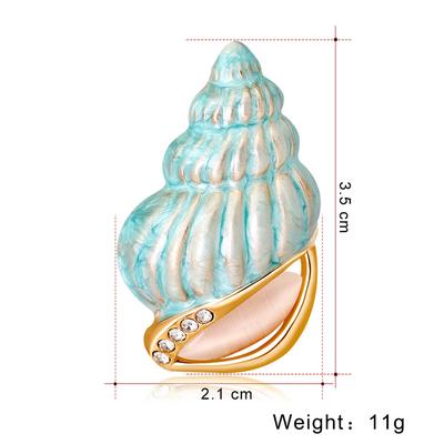 Fashion Drop Oil Light Blue Conch Brooch All-match Refined Breastpin for Girls Ladies