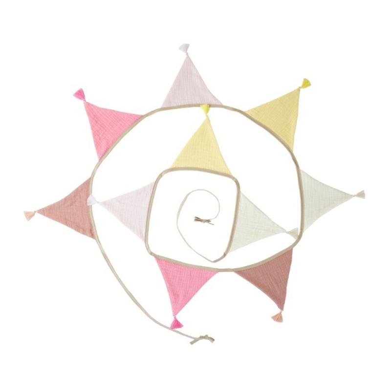 Festoni Bandierine in Cotone Crepe Colori Caramella Luminosi Per Asilo Nido Compleanni di Bambini Feste Eventi