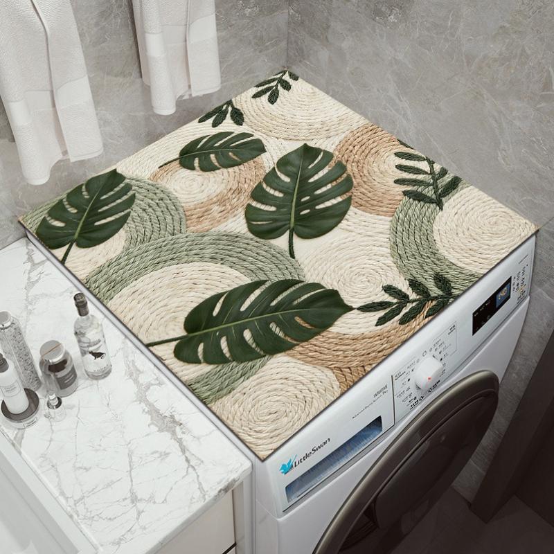 Various Sizes Vintage Checkered Printed Washing Machine Dust Cover Pad, Quick-Dry Absorbent Protective Top Mat for Washer and Dryer