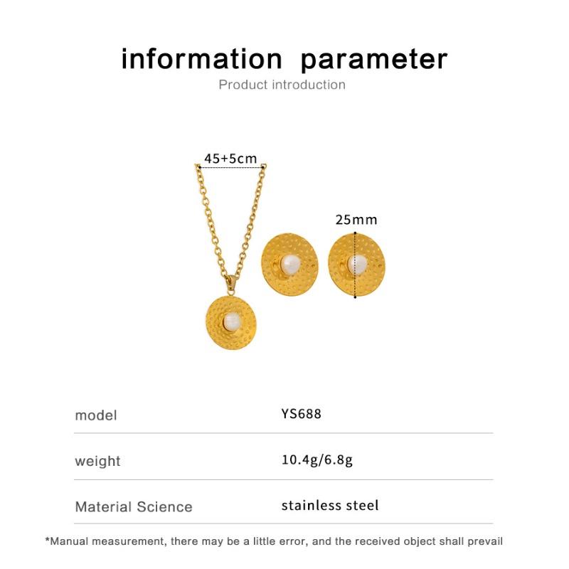 Meier Baroque pearl stud earrings stainless steel 18k gold pendant necklace earring set