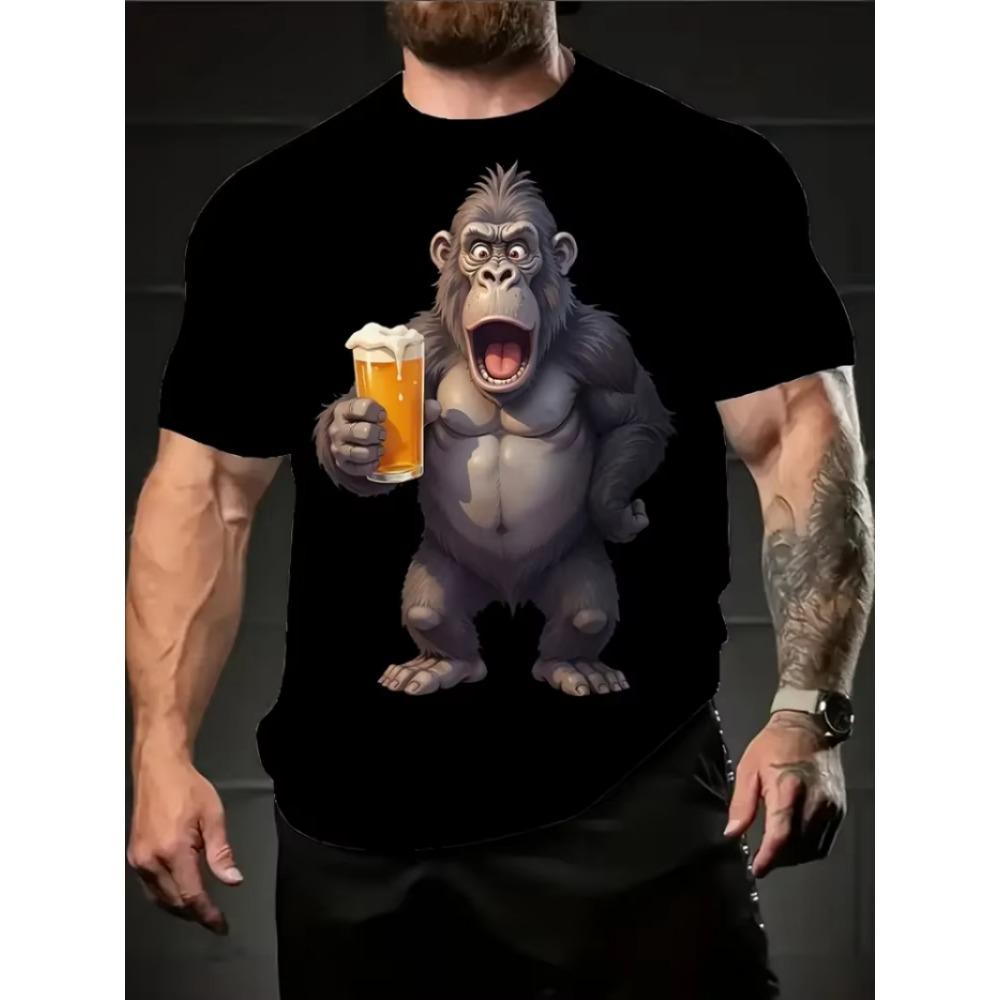 Мужская футболка с 3D-принтом животных, с круглым вырезом, коротким рукавом, повседневная, свободного кроя, топ для спортзала, мода Y2K 6XL