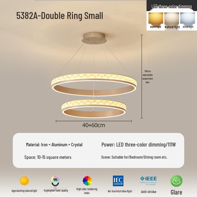 Modern Minimalist Champagne Gold Ring Chandelier for Living Room, Bedroom, Dining Room