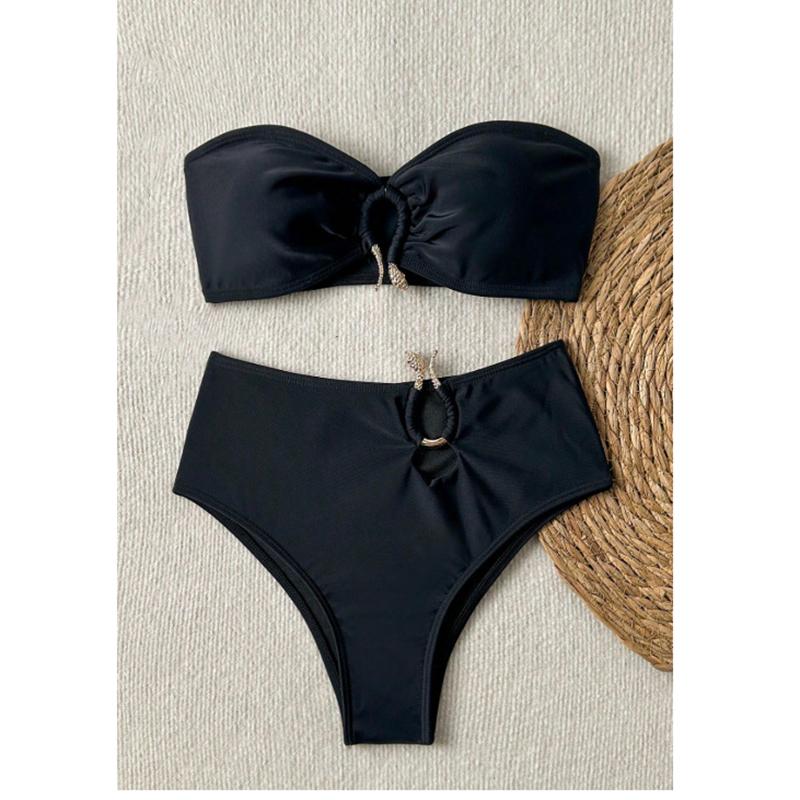 

Металлическое кольцо Купальник бикини с высокой талией Женский купальник Женская купальная одежда Комплект бикини из двух частей Купальник для купания M