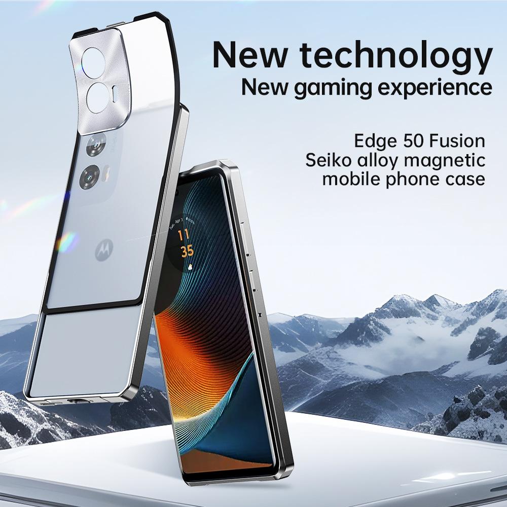 Luxury Hybrid Aluminum Metal PC Bumper Case for Motorola Edge 50 Ultra/Fusion/Pro-Clear Matte Back Shockproof Mobile Phone Cases